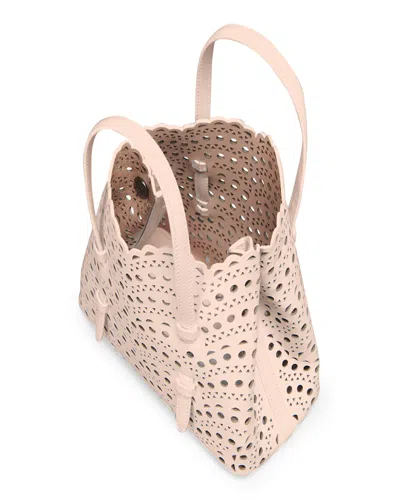 Alaïa Mina 20 Tote Bag In Vienne Wave Perforated Leather In White