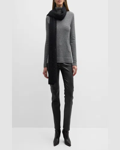 Sofia Cashmere All-over Sequin Cashmere Scarf In Black