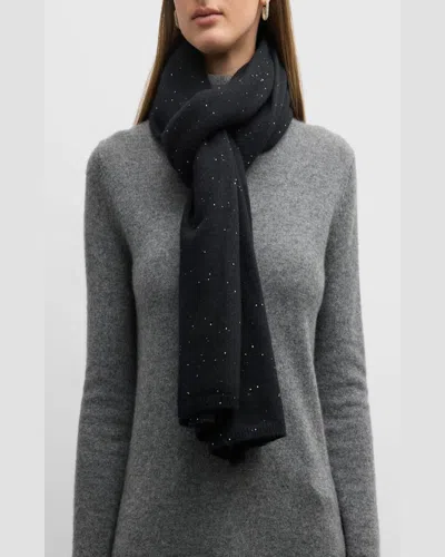 Sofia Cashmere All-over Sequin Cashmere Scarf In Black