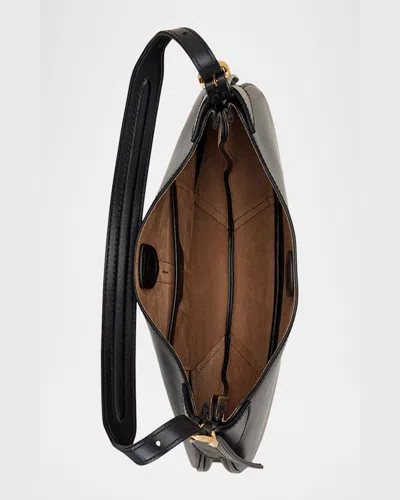 Polo Ralph Lauren Womens Black Polo Id Small Leather Shoulder Bag In Black