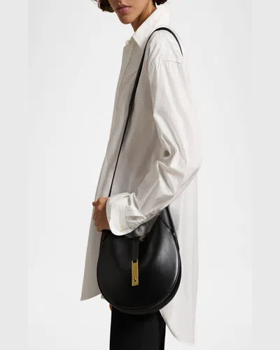 Polo Ralph Lauren Womens Black Polo Id Small Leather Shoulder Bag In Black