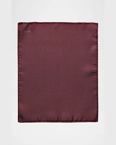 Eton Men's Polka Dot Pocket Square In Med Red