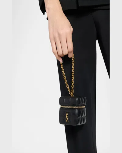 Saint Laurent Mini Ysl Cube Leather Top-handle Bag In Crema Soft