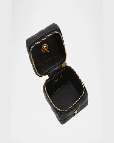 Saint Laurent Mini Ysl Cube Leather Top-handle Bag In Crema Soft