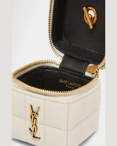 Saint Laurent Mini Ysl Cube Leather Top-handle Bag In Crema Soft