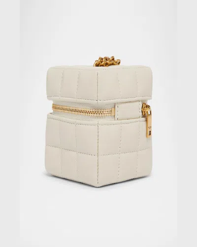 Saint Laurent Mini Ysl Cube Leather Top-handle Bag In Crema Soft