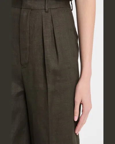 Loro Piana Digby Pleated Structured Linen Wool Bermuda Shorts In 516x Black Pine