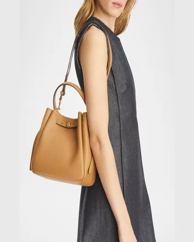 Tory Burch Textured Pebble Bucket Bag With Gold Hardware In Gold