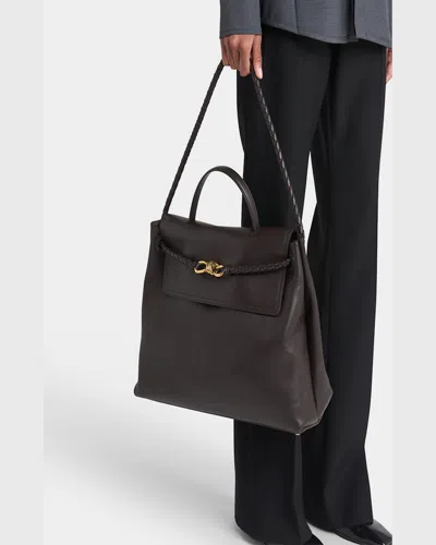 Bottega Veneta Andiamo Large Leather Top-handle Bag In Fondant-m Brass