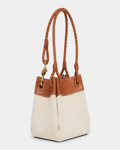 Bottega Veneta Parachute Small Canvas Shoulder Bag In Natural Light Wood