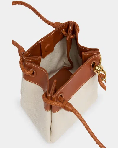 Bottega Veneta Parachute Small Canvas Shoulder Bag In Natural Light Wood