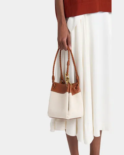 Bottega Veneta Parachute Small Canvas Shoulder Bag In Natural Light Wood