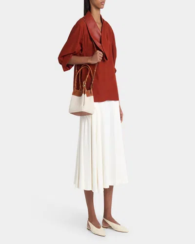 Bottega Veneta Parachute Small Canvas Shoulder Bag In Natural Light Wood