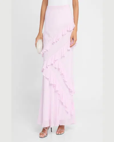 Loveshackfancy Mitnessa Asymmetric Ruffle Maxi Skirt In Soft Lilac