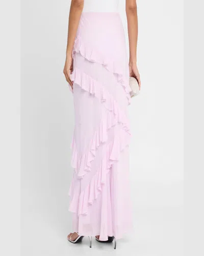 Loveshackfancy Mitnessa Asymmetric Ruffle Maxi Skirt In Soft Lilac