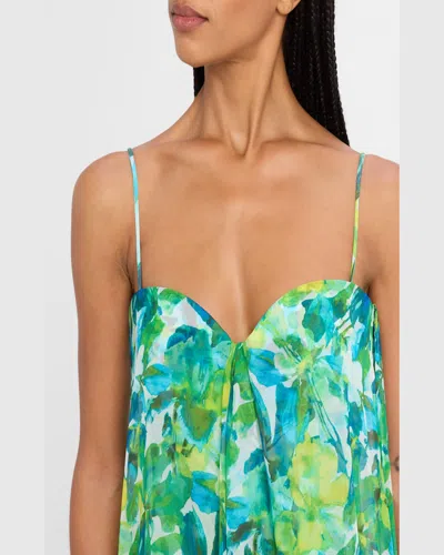 Chiara Boni La Petite Robe Junji Strapless Watercolor-print Chiffon Gown In Balinese Green