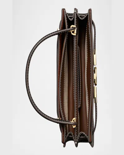 Tory Burch Petite Lee Radziwill Leather Top Handle Bag In Black