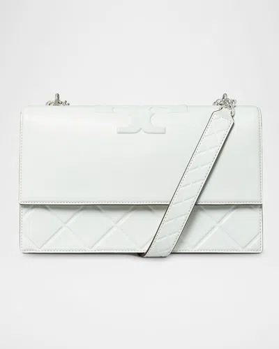 Tory Burch Fleming Convertible Quilted Leather Shoulder Bag In Blanc