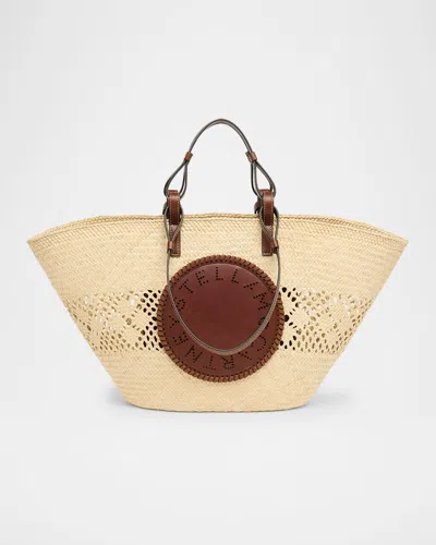 Stella Mccartney Tote Bag With Perforated Logo In Natural Tan