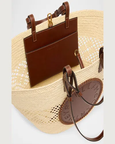 Stella Mccartney Tote Bag With Perforated Logo In Natural Tan