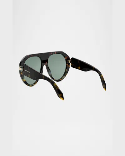 Bvlgari Serpenti Forever Acetate Aviator Sunglasses In Havanaother Green