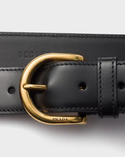 Prada Buckle Calf Leather Belt In Schwarz