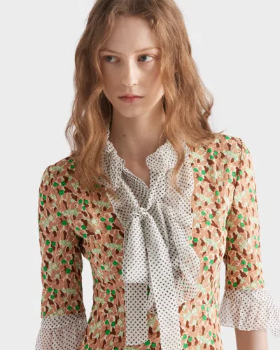 Prada Silk-blend Floral Midi Dress In Rosé