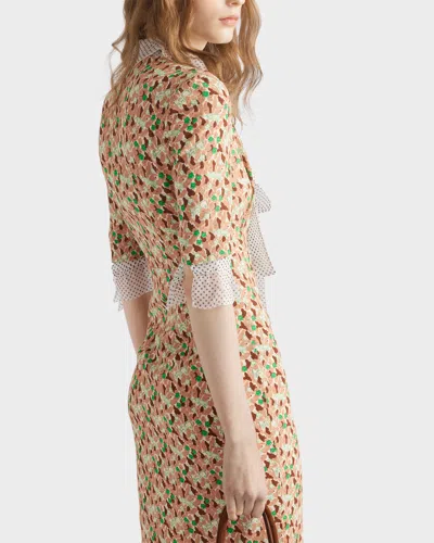 Prada Silk-blend Floral Midi Dress In Rosé