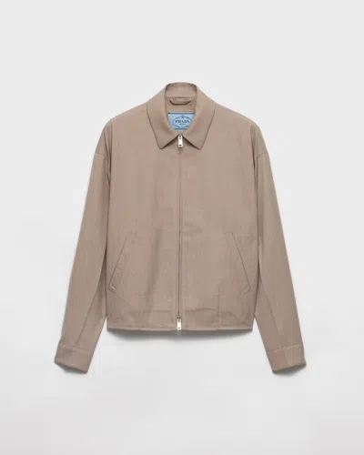 Prada Mouliné Wool Blouson Jacket In Sandbeige