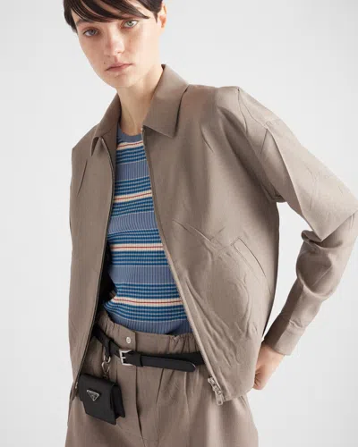 Prada Mouliné Wool Blouson Jacket In Sandbeige