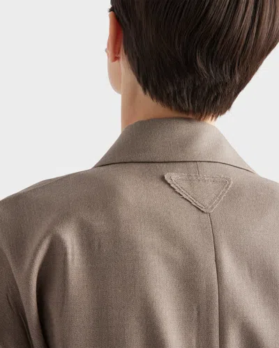 Prada Mouliné Wool Blouson Jacket In Sandbeige