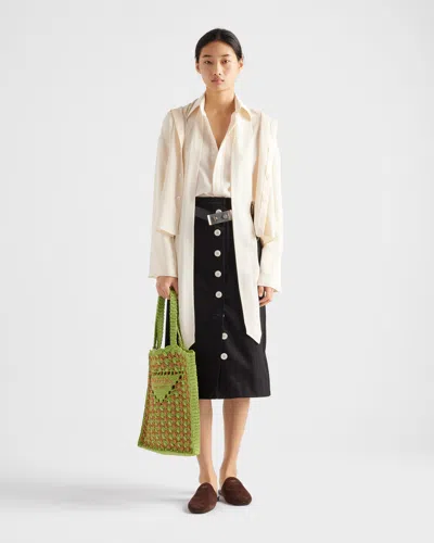 Prada Flared Midi Cotton Drill Skirt In Schwarz