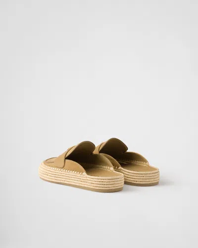 Prada Suede Slippers With Espadrille Sole And Round Toe In Brown