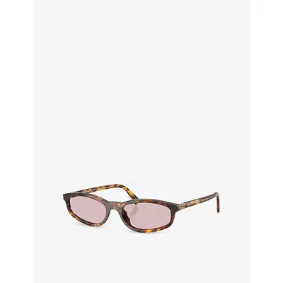 Miu Miu Womens Brown Mu A06s Oval-frame Acetate Sunglasses In Brown
