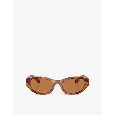 Miu Miu Womens Brown Mu A03s Oval-frame Acetate Sunglasses