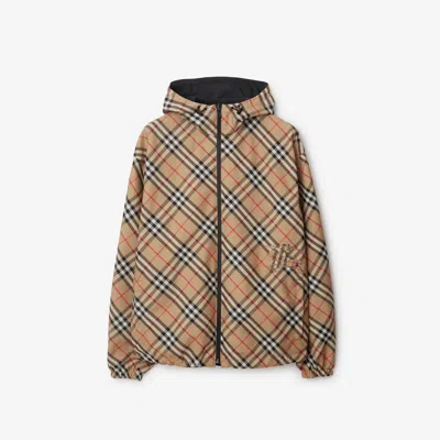 Burberry Hooded Nylon Jacket In Brown