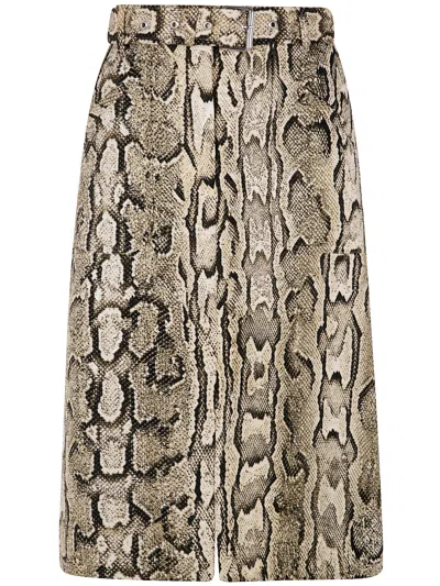 Dries Van Noten Sheraz Viscose And Cotton Skirt With Reptile Print In Brown