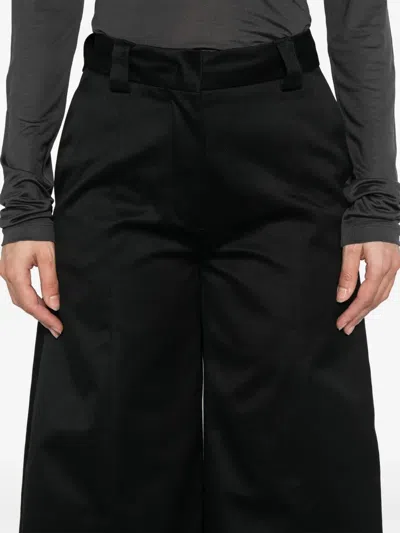 The Latest Thelatest Wide-leg Black Wool Blend Trousers In Black