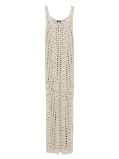 Liu •jo Open-knit Maxi Dress In Neutrals