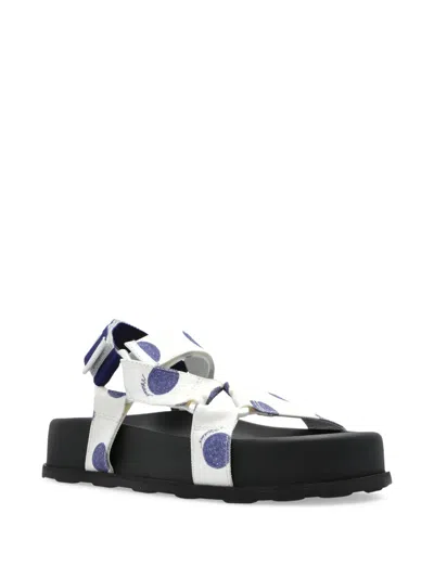 Moschino Sandals With Adjustable Straps And Polka Dot Pattern In White