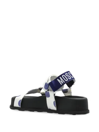 Moschino Sandals With Adjustable Straps And Polka Dot Pattern In White