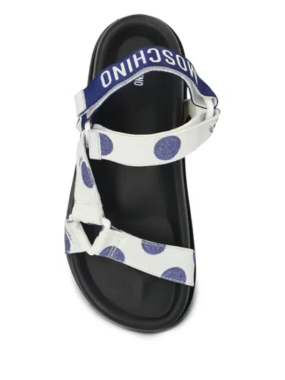 Moschino Sandals With Adjustable Straps And Polka Dot Pattern In White