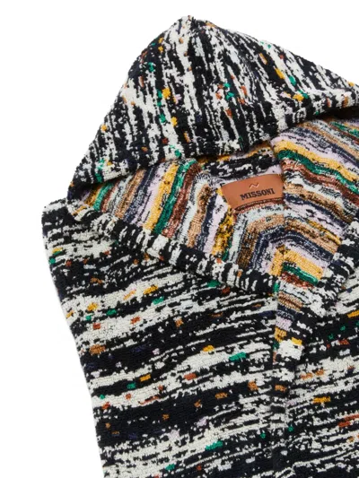 Missoni Textured Hooded Robe In Black