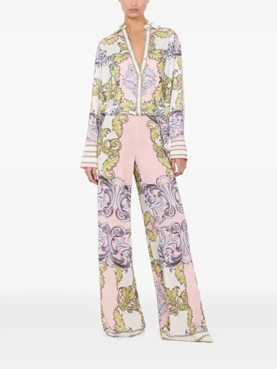 Alice And Olivia Athena Flared Wide Leg Pants Day Dreamer In Pink