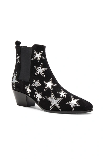 Shop Saint Laurent Rock Suede & Metallic Leather Boots In Black & Palladium