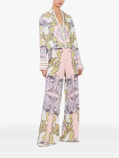 Alice And Olivia Athena Flared Wide Leg Pants Day Dreamer In Pink