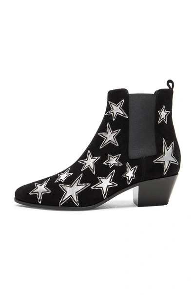 Shop Saint Laurent Rock Suede & Metallic Leather Boots In Black & Palladium