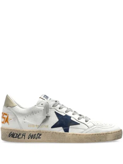 Golden Goose Ballstar Nappa Upper Toe And Spur Suede Star Leather Heel Sneakers Beige In White