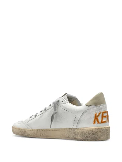 Golden Goose Ballstar Nappa Upper Toe And Spur Suede Star Leather Heel Sneakers Beige In White