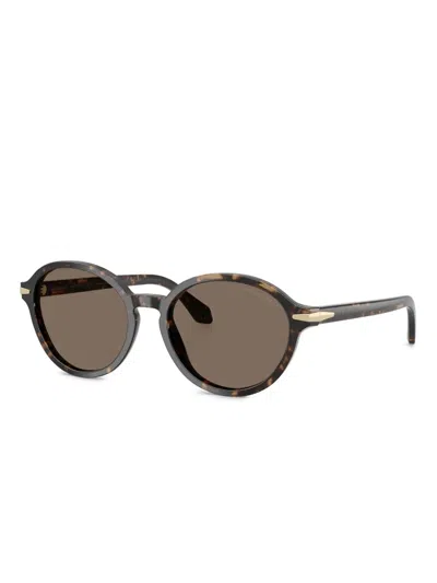 Giorgio Armani Round-frame Sunglasses In Brown